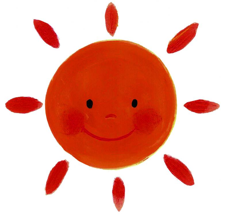 頬を染めて微笑む優しいタッチの太陽のイラスト