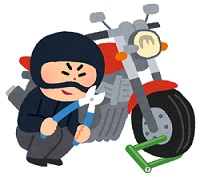 オートバイを盗もうとしている泥棒のイラスト