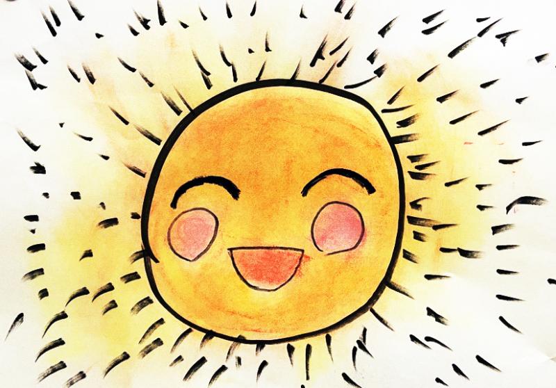 笑顔でサンサンと輝く太陽のイラスト