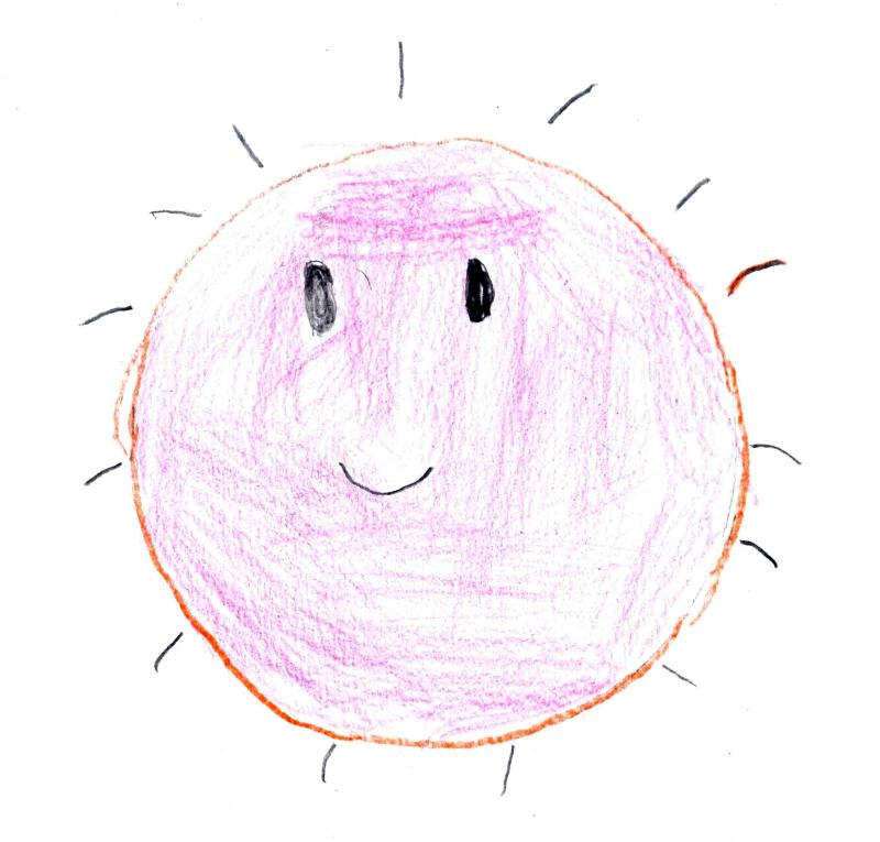 ピンク色で描かれている可愛らしい太陽のイラスト