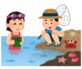 三浦市の磯で遊ぶ子供たち