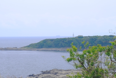 くさきのある岩場から遠方の岬を撮影した写真