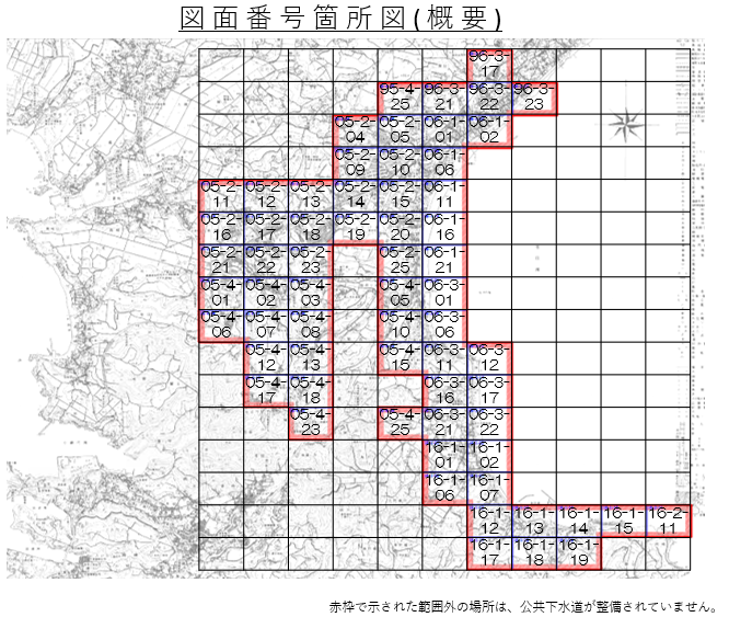 図面番号で区切られた三浦市の地図