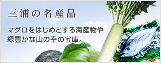 三浦の名産品 マグロをはじめとする海産物や緑豊かな山の幸の宝庫。(三浦の名産品のページへリンク)